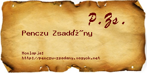 Penczu Zsadány névjegykártya
